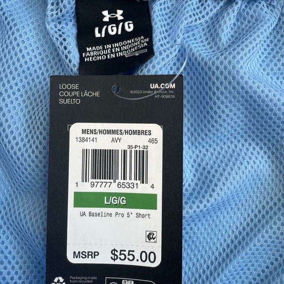 Under Armour Men UA Baseline Pro 5" Shorts Large L Loose - Picture 4 of 4